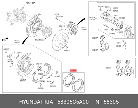 фото Hyundai/Kia 58305C5A00 Колодки тормозные барабанные | зад | Hyundai/Kia 58305C5A00 Колодки тормозные барабанные | зад |