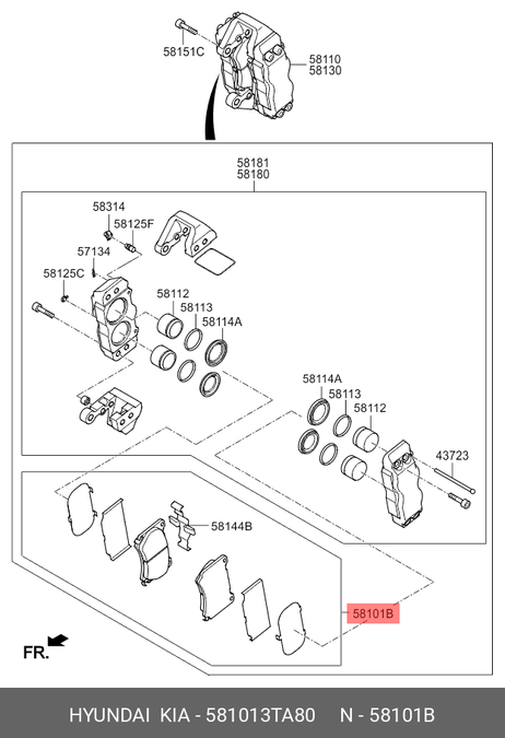 фото Hyundai/Kia 581013TA80 Колодки тормозные дисковые | перед | Hyundai/Kia 581013TA80 Колодки тормозные дисковые | перед |