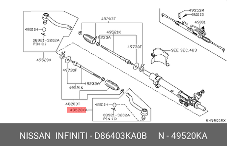 фото Nissan D8640-3KA0B Наконечник рулевой тяги | лев | Nissan D8640-3KA0B Наконечник рулевой тяги | лев |