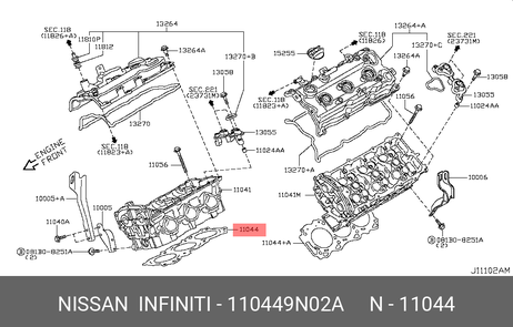 фото Nissan 11044-9N02A Прокладка головки блока цилиндров Nissan 11044-9N02A Прокладка головки блока цилиндров