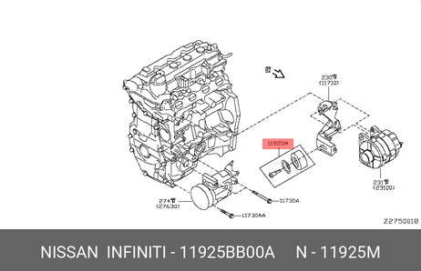 фото Nissan 11925-BB00A Ролик натяжной приводного ремня Nissan 11925-BB00A Ролик натяжной приводного ремня