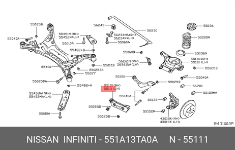 фото Nissan 551A1-3TA0A Рычаг подвески Nissan 551A1-3TA0A Рычаг подвески