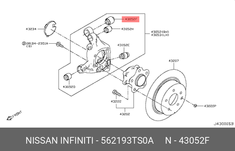 фото Nissan 56219-3TS0A Сайлентблок | зад | Nissan 56219-3TS0A Сайлентблок | зад |