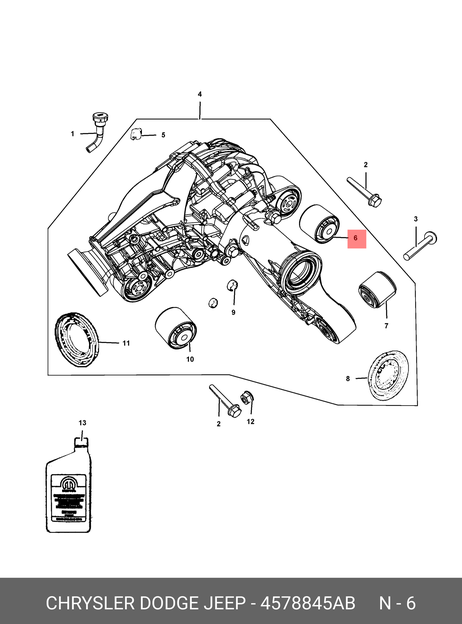 фото Chrysler 04578845AB Сайлентблок подвеса дифференциала переднего моста Chrysler 04578845AB Сайлентблок подвеса дифференциала переднего моста