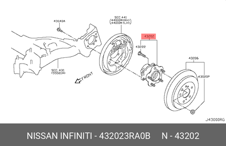 фото Nissan 43202-3RA0B Ступица | зад | Nissan 43202-3RA0B Ступица | зад |