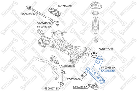 фото Stellox 57-00999-SX Рычаг правый Hyundai i40 CW (vf) /11> | перед | Stellox 57-00999-SX Рычаг правый Hyundai i40 CW (vf) /11> | перед |