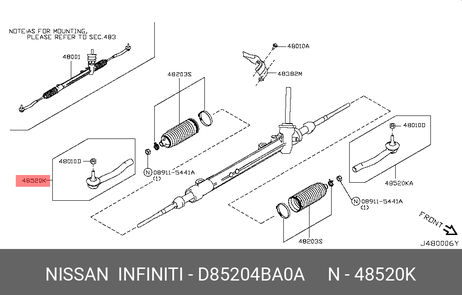 Nissan D85204BA0A Наконечник рулевой