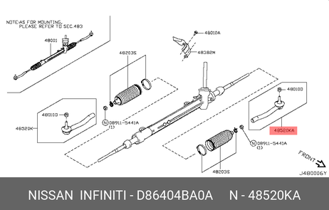 Nissan D86404BA0A Наконечник рулевой