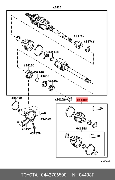 фото Toyota 04427-06500 Комплектт пыльников ШРУСа Toyota 04427-06500 Комплектт пыльников ШРУСа