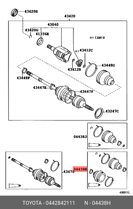 фото Toyota 04428-42111 Комплектт пыльников ШРУСа Toyota 04428-42111 Комплектт пыльников ШРУСа