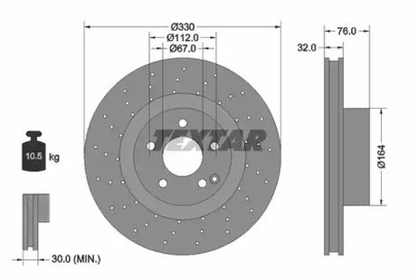 фото Textar 92099205 Диск тормозной высокоуглеродистый с покрытием pro+ | перед | Textar 92099205 Диск тормозной высокоуглеродистый с покрытием pro+ | перед |