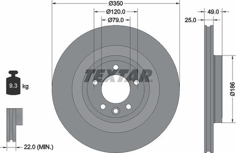 фото Textar 92278403 Диск тормозной с покрытием PRO | зад | Textar 92278403 Диск тормозной с покрытием PRO | зад |