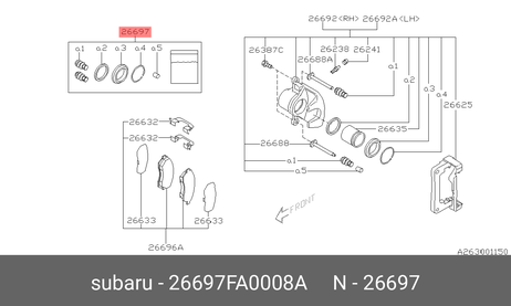 фото Subaru 26697FA0008A Ремкомплект тормозного суппорта Subaru 26697FA0008A Ремкомплект тормозного суппорта