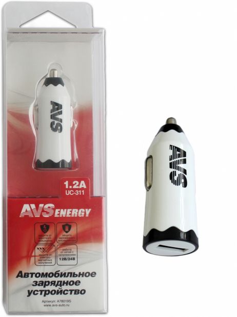 фото AVS A78019S Usb автомобильное зарядное устройство avs 1 порт u AVS A78019S Usb автомобильное зарядное устройство avs 1 порт u