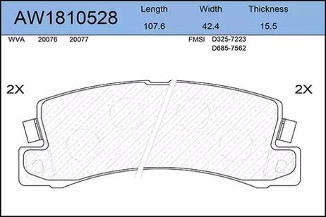 фото AYWIPARTS AW1810528 Колодки тормозные дисковые | зад | AYWIPARTS AW1810528 Колодки тормозные дисковые | зад |