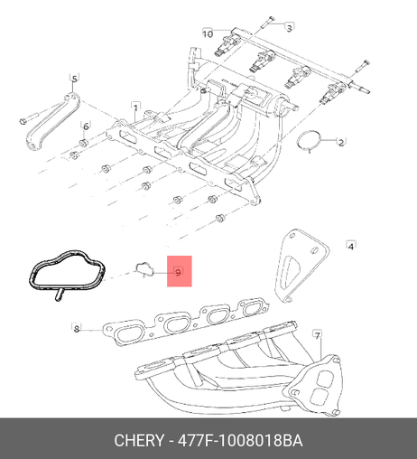 фото Chery/Exeed 477F1008018BA Прокладка Chery/Exeed 477F1008018BA Прокладка
