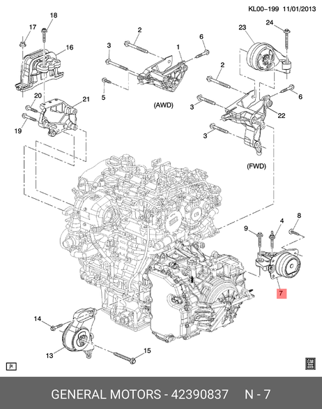 фото GM 42390837 Опора двигателя задняя a/t GM 42390837 Опора двигателя задняя a/t