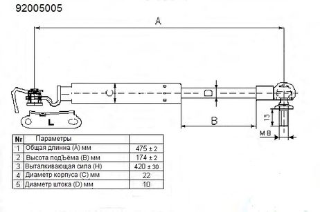 фото HDE 92005005 Амортизатор багажника toyota corolla (e110) l HDE 92005005 Амортизатор багажника toyota corolla (e110) l