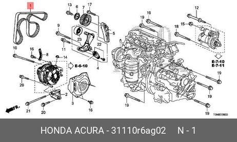фото Honda 31110-R6A-G02 Ремень генератора Honda 31110-R6A-G02 Ремень генератора