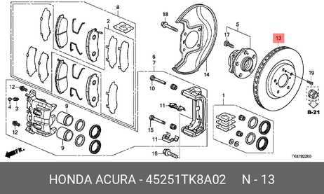 фото Honda 45251-TK8-A02 Деталь Honda 45251-TK8-A02 Деталь