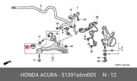 фото Honda 51391-S6M-005 Сайлентблок переднего рычага (передний) | перед прав | Honda 51391-S6M-005 Сайлентблок переднего рычага (передний) | перед прав |