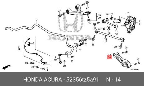 фото Honda 52356-TZ5-A91 Рычаг нижний Honda 52356-TZ5-A91 Рычаг нижний