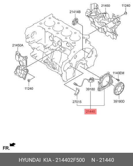 фото Hyundai/Kia 214402F500 Датчик положения коленвала с сальником Hyundai/Kia 214402F500 Датчик положения коленвала с сальником