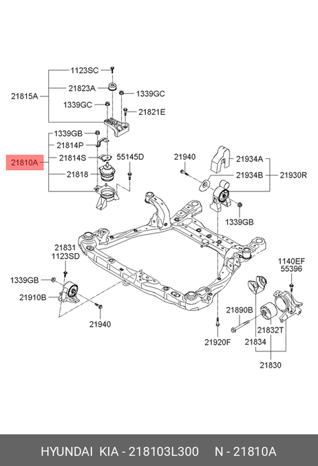 фото Hyundai/Kia 218103L300 Опорный узел двигателя Hyundai/Kia 218103L300 Опорный узел двигателя