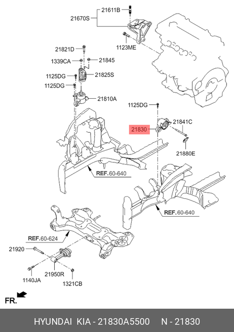 фото Hyundai/Kia 21830A5500 Опорный узел двигателя Hyundai/Kia 21830A5500 Опорный узел двигателя