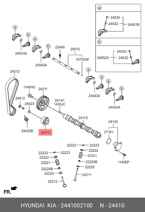 фото Hyundai/Kia 2441002100 Ролик промежуточный ремня ГРМ Hyundai/Kia 2441002100 Ролик промежуточный ремня ГРМ