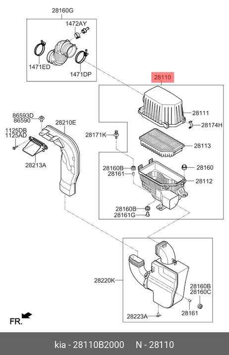 фото Hyundai/Kia 28110B2000 Воздушный фильтр двигателя Hyundai/Kia 28110B2000 Воздушный фильтр двигателя