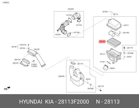 фото Hyundai/Kia 28113-F2000 Фильтр воздушный Hyundai/Kia 28113-F2000 Фильтр воздушный