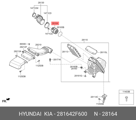 фото Hyundai/Kia 281642F600 Датчик массового расхода воздуха (281642f610) Hyundai/Kia 281642F600 Датчик массового расхода воздуха (281642f610)