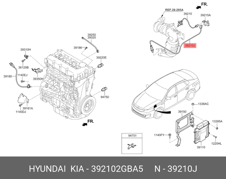 фото Hyundai/Kia 392102GBA5 Кислородный датчик двигателя - электрохимический лямбда-зонд для регул Hyundai/Kia 392102GBA5 Кислородный датчик двигателя - электрохимический лямбда-зонд для регул