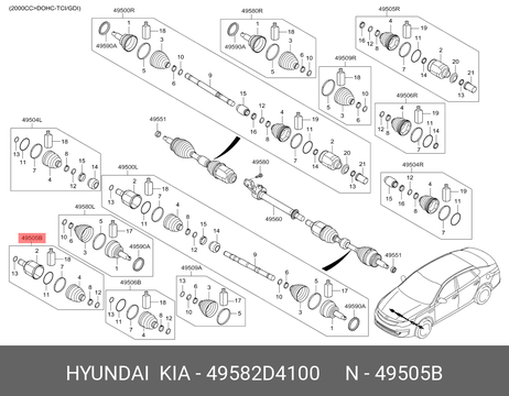 фото Hyundai/Kia 49582D4100 Шрус внутренний Hyundai/Kia 49582D4100 Шрус внутренний