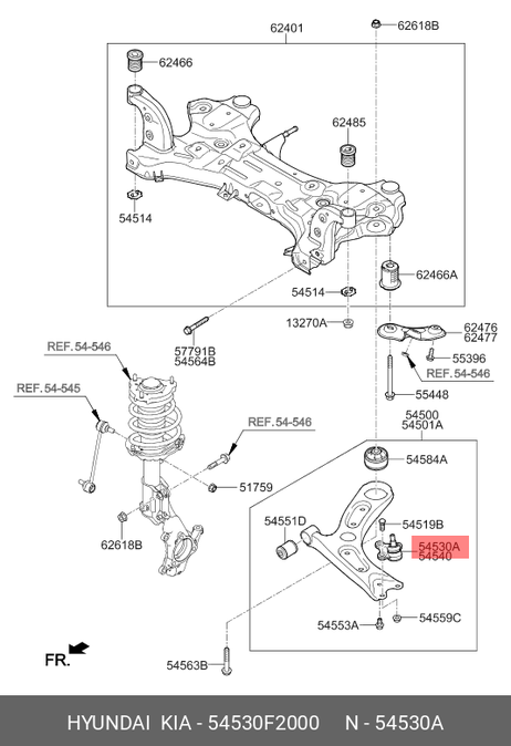 фото Hyundai/Kia 54530F2000 Опора шаровая | перед лев | Hyundai/Kia 54530F2000 Опора шаровая | перед лев |