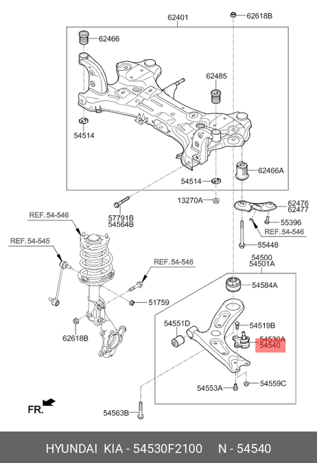 фото Hyundai/Kia 54530F2100 Опора шаровая | перед прав | Hyundai/Kia 54530F2100 Опора шаровая | перед прав |