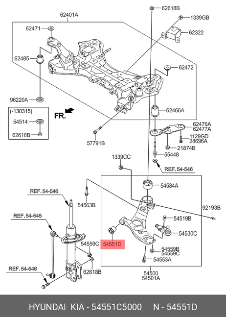 фото Hyundai/Kia 54551-C5000 Сайлентблок рычага подвески | перед прав | Hyundai/Kia 54551-C5000 Сайлентблок рычага подвески | перед прав |