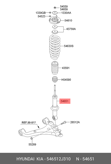 фото Hyundai/Kia 546512J310 Амортизатор подвески | перед | Hyundai/Kia 546512J310 Амортизатор подвески | перед |