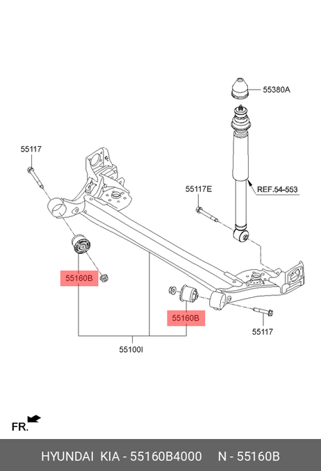 фото Hyundai/Kia 55160B4000 Сайлентблок балки моста Hyundai/Kia 55160B4000 Сайлентблок балки моста