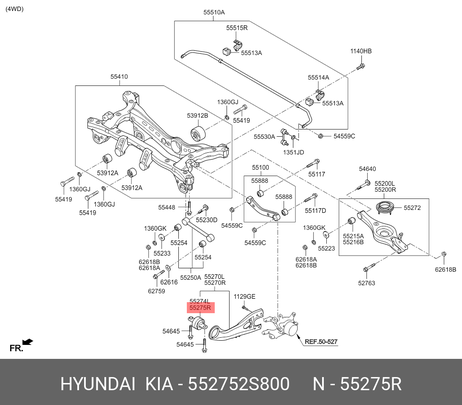 фото Hyundai/Kia 552752S800 Сайлентблок | зад прав | Hyundai/Kia 552752S800 Сайлентблок | зад прав |