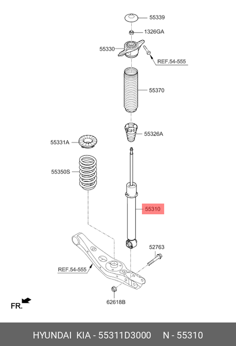фото Hyundai/Kia 55311D3000 Амортизатор | зад | Hyundai/Kia 55311D3000 Амортизатор | зад |