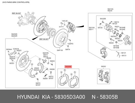 фото Hyundai/Kia 58305D3A00 Колодки тормозные барабанные | зад | Hyundai/Kia 58305D3A00 Колодки тормозные барабанные | зад |