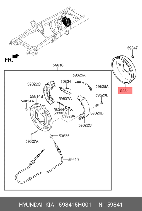фото Hyundai/Kia 598415H001 Тормозной барабан Hyundai/Kia 598415H001 Тормозной барабан