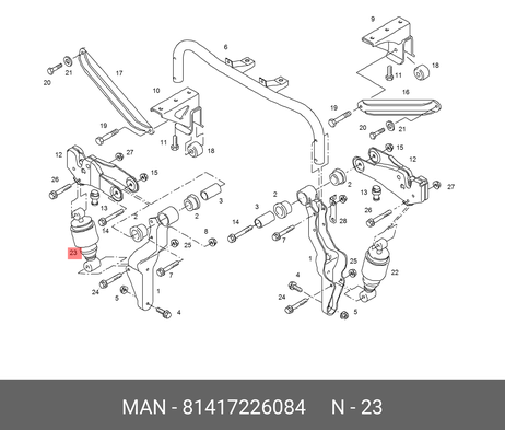 фото MAN 81417226084 Амортизатор кабины задний (пневм.) rh MAN 81417226084 Амортизатор кабины задний (пневм.) rh