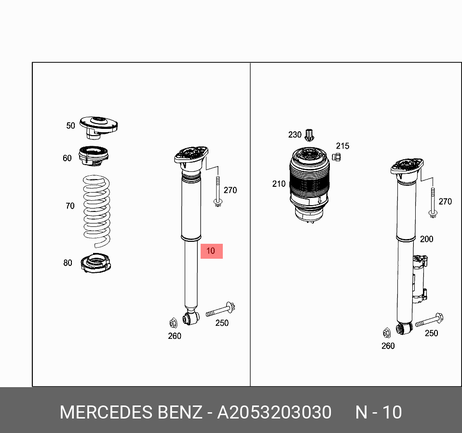 фото Mercedes A 205 320 30 30 Амортизатор задний Mercedes A 205 320 30 30 Амортизатор задний