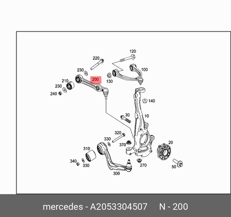 фото Mercedes A2053304507 Рычаг подвески | перед | Mercedes A2053304507 Рычаг подвески | перед |