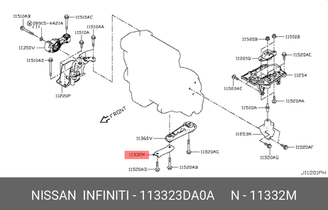 фото Nissan 11332-3DA0A Опора ДВС задняя Nissan 11332-3DA0A Опора ДВС задняя