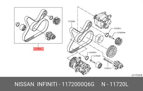 фото Nissan 11720-00Q6G Ремень приводной, с Nissan 11720-00Q6G Ремень приводной, с