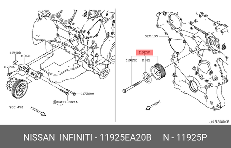 фото Nissan 11925-EA20B Ролик натяжителя ремня Nissan 11925-EA20B Ролик натяжителя ремня